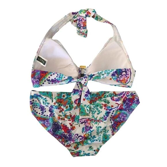 Ralph Lauren Colorful Cabana Paisley Ring Front Halter Bikini Set Size 12 - Picture 9 of 16